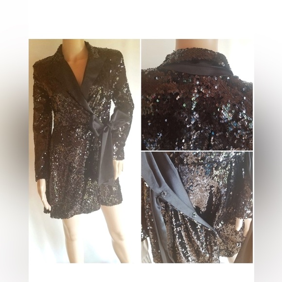 Black Zara Sequin Wrap Dress - Picture 4 of 4